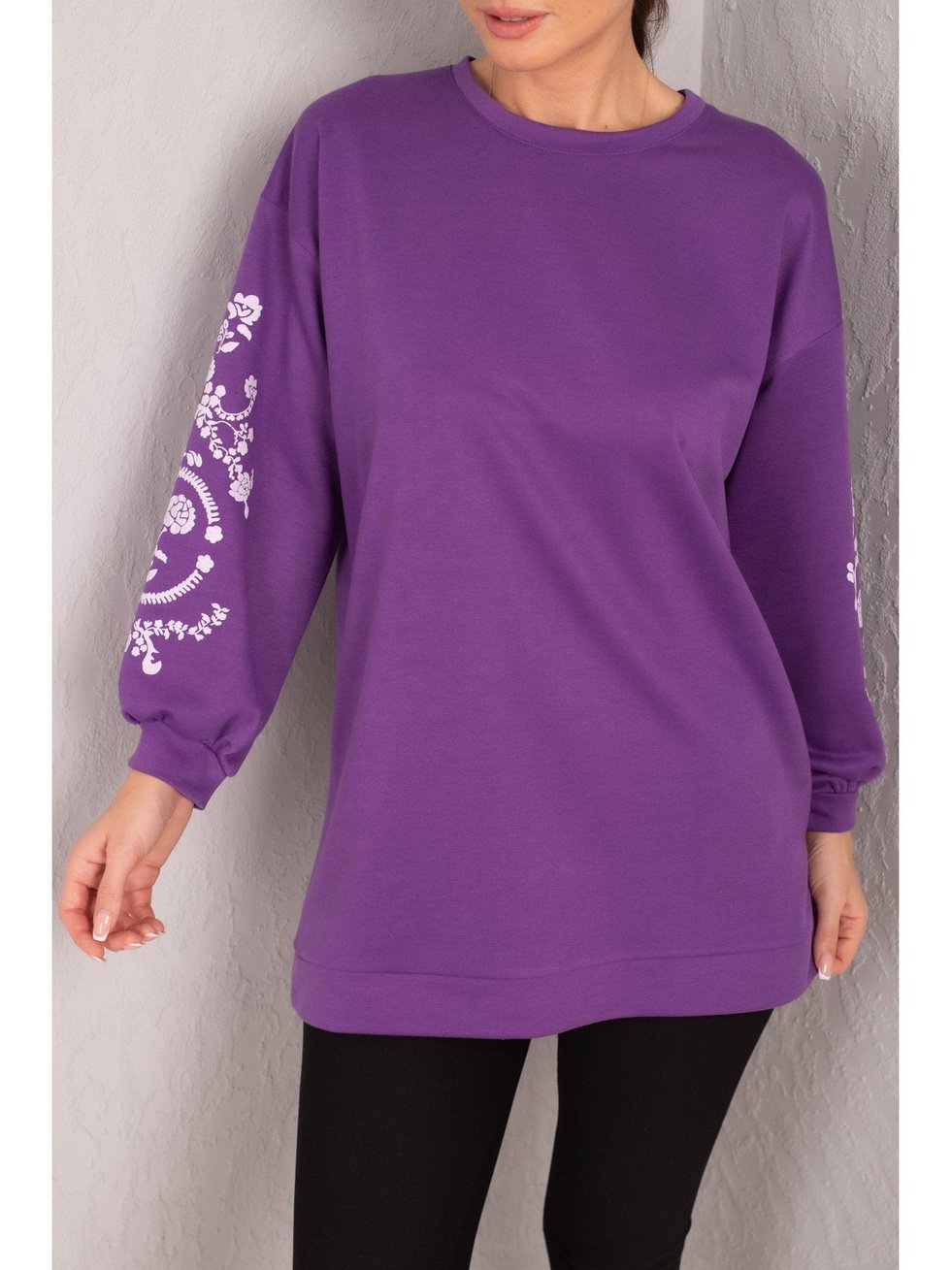 Boheme Chic Sweatshirt med Paisleymønster på Ærmerne