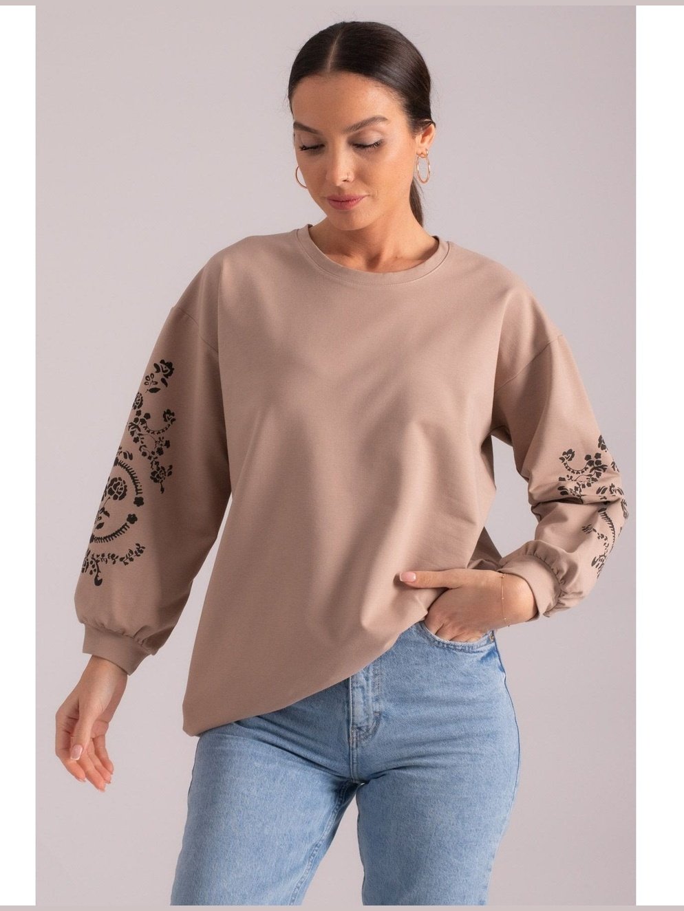 Boheme Chic Sweatshirt med Paisleymønster på Ærmerne