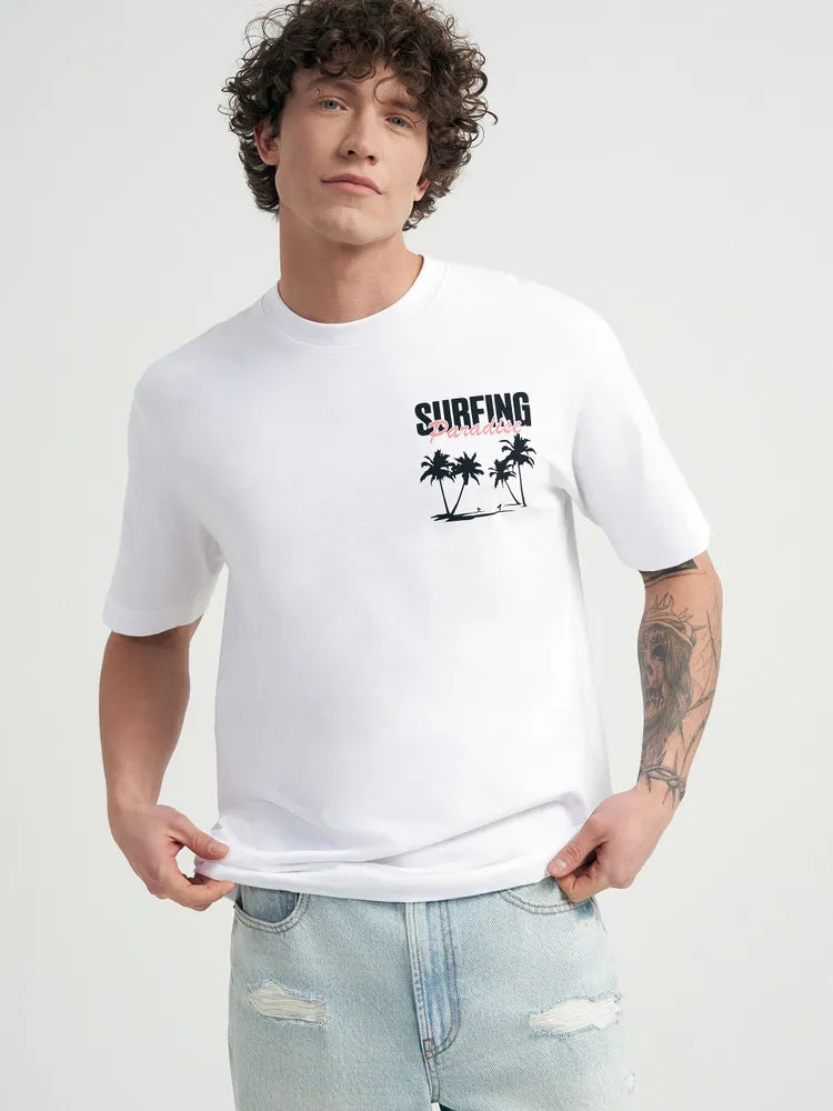 Afslappet Surf T-shirt med Print